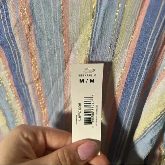NWT Joe Fresh Tie Shoulder Rainbow Stripe Dress M - Picture 7 of 9